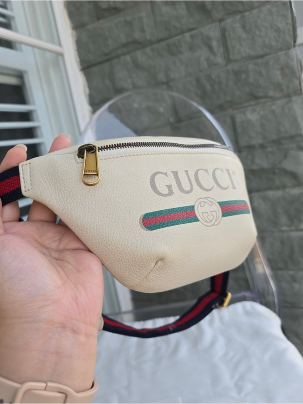 Gucci Cream Leather Belt Bag with Red and Blue Web Strap Authenticity!! - Picture 3 of 16